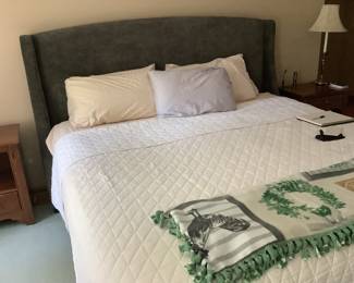 King bed and mattress with Dark Gray micro fiber upholstery head board