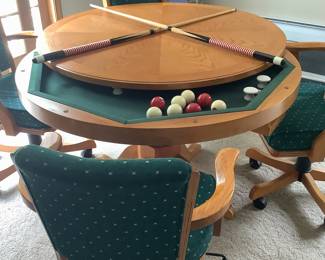 Bumper pool table and chairs. $195