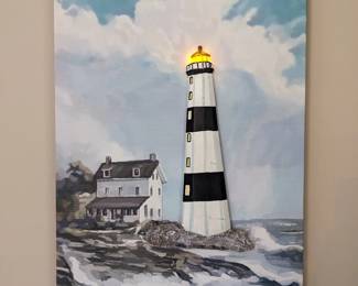 Unframed lighthouse painting 3D 2 AA $15