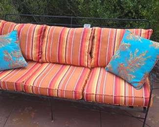 Custom Made SUNBRELLA DOLCE MANGO ORANGE STRIPE OUTDOOR FURNITURE cushions for sofa