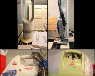 Dyson Hot+Cool Jet Focus Fan And Heater (AM09) White/Silver Excellent Condition + Bissell vacuum cleaners and Bissell Little Green carpet machine plus Bissell spotlifter