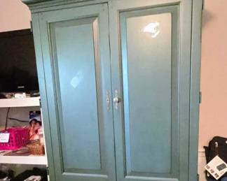 Green armoire entertainment center chest of drawers