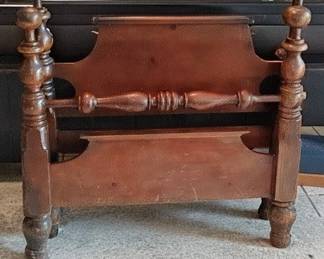 Fantastic early antique twin Cannonball bed ( freshly cleaned from the shed and rubbed with beeswax)