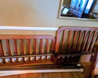 Oak Mission Style Full size bed with Ned rails ( no mattress & box springs)