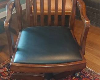Fine Hooker Leather Upholstered Slat Back Desk Chair