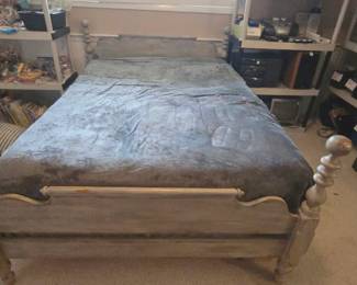 Antique full size Cannonball bed and the boys room has been antiqued