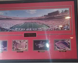 The history of Sanford Stadium home of the Georgia Bulldogs large collage framed photograph double mat. And sent pictures with plaques