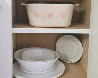 CorningWare casserole dish in the "Forever Yours" pattern,