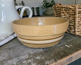 Vintage yellow ware stoneware mixing bowl