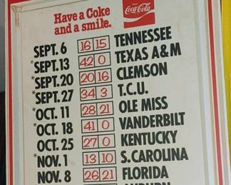 1980 Vintage Georgia Bulldogs Coca-Cola schedule sign