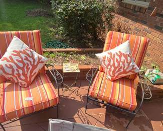 Made SUNBRELLA DOLCE MANGO ORANGE STRIPE OUTDOOR FURNITURE cushions for chairs
