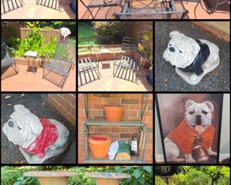 Beautiful vintage Wrought Iron furniture cast iron pots and more