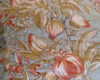 RARE POTTERY BARN Asian Toile Chinoserie Pagoda Linen Queen Size Quilted Spread & 2 Shams