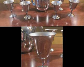 Mid-century modern stainless steel cordial goblets