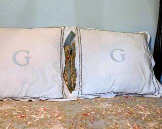 Monogram G white linen Embroidery Pillow cases