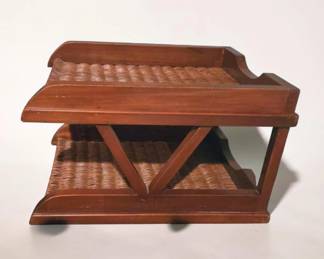 Woven Rattan Tiered Desk Organizer