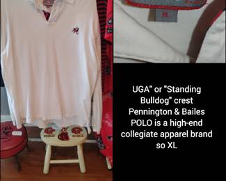 UGA standing Bulldog Pennington and Bales Polo extra large