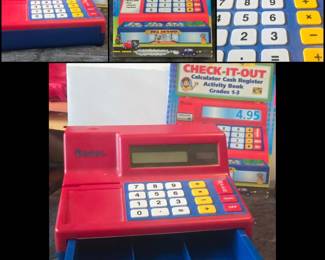Learning Resources Pretend & Play Calculator Cash Register includes a working solar-powered calculator and a built-in drawer for storage.