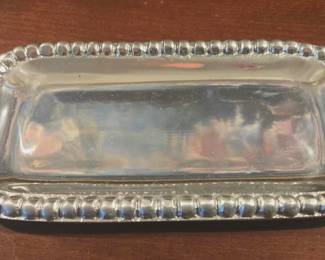 Silver plate double handled serving dish