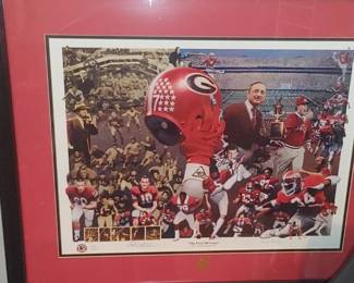 The First 100 yrs Georgia Bulldogs pencil signed and numbered by artist Paul Miller Vince Dooley 240/100