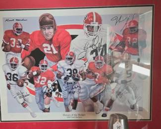 Georgia Bulldogs Heroes of the hedges 1,000 yard rushers signed by Herschel Walker & more