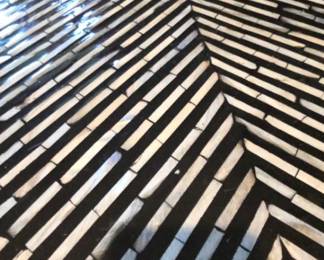 Geometric mid-century modern style black bone inlay mother of pearl table