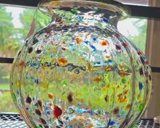Hand blow Mexican Confetti Glass vase