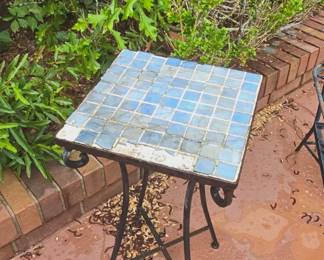 Vintage Wrought iron square mosaic end table beautiful scroll work ( ready to be revamped)