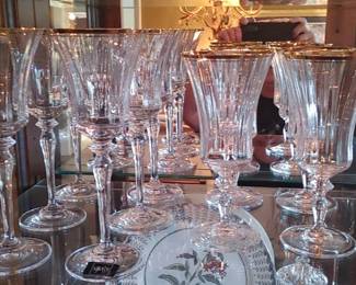 Mikasa Jamestown Gold Rim Crystal Stemware Wine Glass Goblets & Water