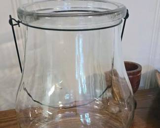 Glass hanging Lantern with bail handle could they used for a beautiful country vase