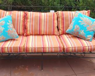 Made SUNBRELLA DOLCE MANGO ORANGE STRIPE OUTDOOR FURNITURE cushions for sofa