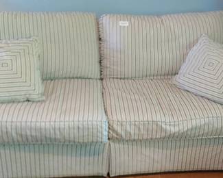 Blue Coastal Stripe Havertys Down filled Sofa
