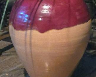 Rustic art pottery floor vase artist signed