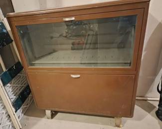MidCentury Metal Storage Cabinet with Glass Display Door