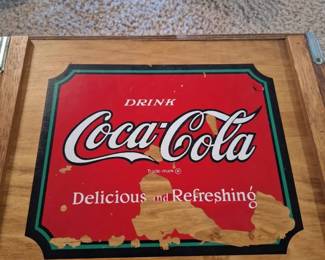 Vintage Record Album Collection in CocaCola Wooden Storage Crate