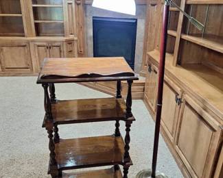 Wooden Library Stand with Shelves  Adjustable Floor Reading Lamp