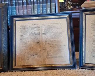 Framed Declaration of Independence  U.S. Constitution Reproduction Set