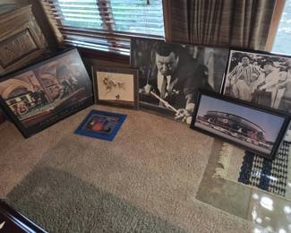 Framed Blue Man Group, Three Stooges  Sports Memorabilia Art Collection