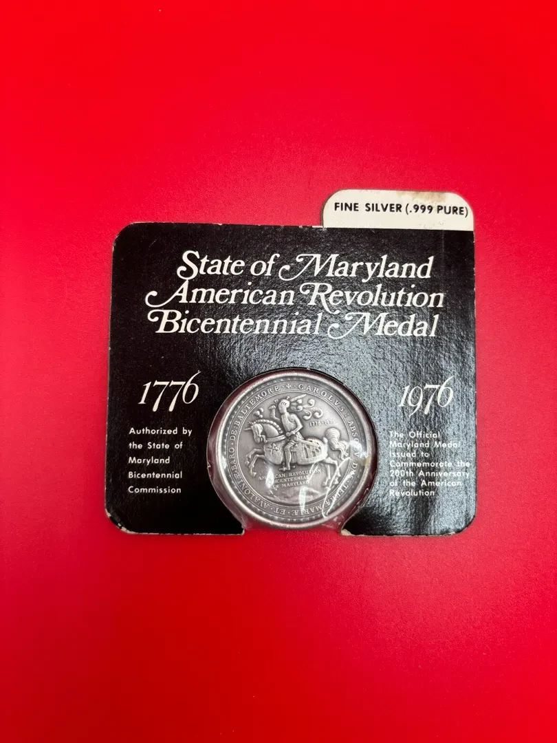 .999 Fine Silver Vintage Maryland American Revolution Bicentennial Medal