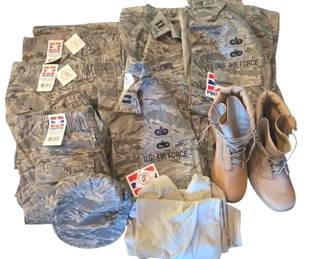 Propper US Air Force ABU Uniform Lot New With Tags Coats, Pants, Boots, T Shirts And Hat
