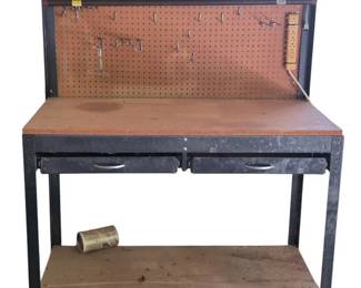 heavyduty steel workshop workbench with pegboard and storage drawers