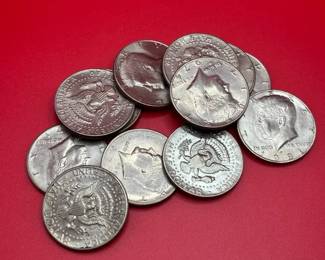 Lot Of 12  Vintage Kennedy Half Dollars