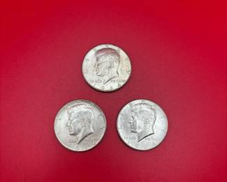 3 90 Silver 1964 Kennedy Half Dollars