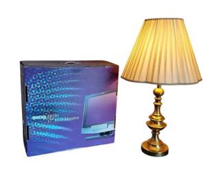 Flatscreen Data Monitor With Decorative Table Lamp