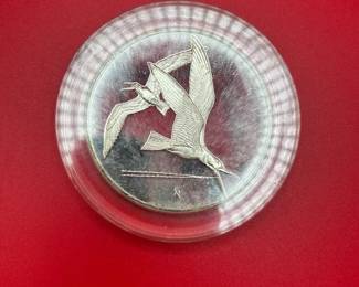 Lot 5 Of 10  RARE 1971 2ozt Sterling Silver Franklin Mint Roberts Birds Collection