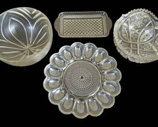 Vintage Decorative Cut Glass And Clear Hobnail Glass Bundle