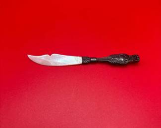 1800s Antique HH Sterling Silver And Mother Of Pearl Caviar Knife
