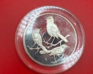 Lot 1 Of 10  RARE 1971 2ozt Sterling Silver Franklin Mint Roberts Birds Collection