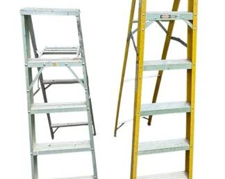 6 Foot Yellow Fiberglass Ladder  5 Foot Aluminum Ladder
