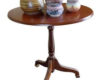Federal Style Tilt Top Table With Pottery Collection